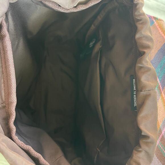 Herschel Supply Co. Retreat Mini Backpack Pink Purple Tartan Plaid Check - Picture 11 of 12